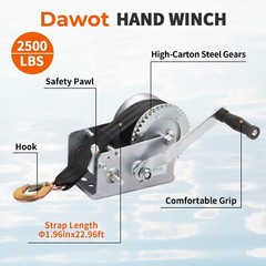 Boat Trailer Winch 2500lbs 2 Gear Polyester Strap Winch ATV Boat Trailer