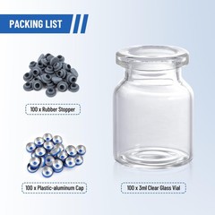 100PCS 3ml Glass Vials Headspace Vials Clear 20mm Crimp top Flat Bottom HPLC
