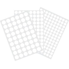 3 Sheets 290 Pcs Screw Hole Cover Stickers, 12 mm/15 mm/21 0.5 inches, White