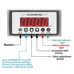 AC 110V Digital LED Tachometer RPM Monitor Over/Under Speed Alarm Hall Sensor