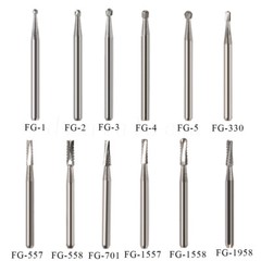 10-100 Pcs Dental Handpiece Carbide Burs FG 1 2 3 4 5 557 558 1957 1958 330 245