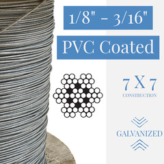 1/8″ to 3/16″ PVC Coated Clear Color Galvanized Cable 7×7 Strand Aircraft Cable