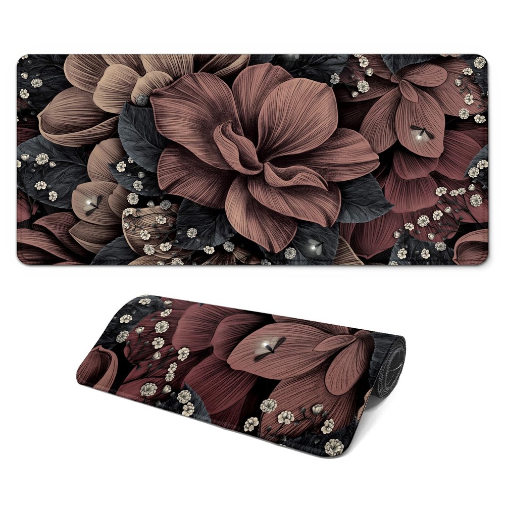 FTSYAD Gaming Mouse Pad, Large 31.5 x 31.5L x 11.8W inches, Brown Flowers