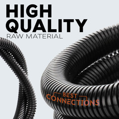 Best Connections 100ft 1/2″ Loom Tubing & 100 Pcs 4″ Zip Ties Black Flex-Guard