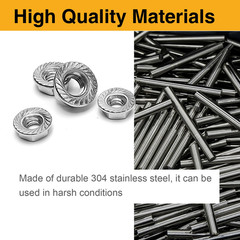 55Pcs Flange Nut Assortment Kit – Metric M6, M8, M10 Stainless Hex Flange Nuts S