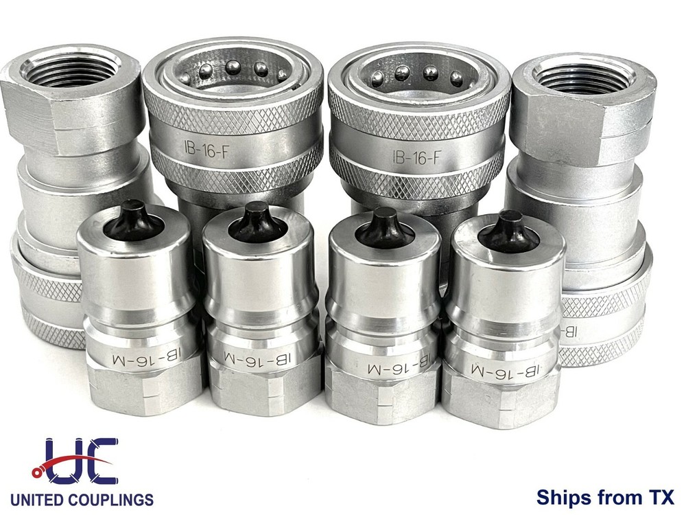 1″ NPT ISO 7241-1 Series “B” Quick Disconnect Hydraulic Couplings, Set of 4