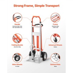 Uimoso 4-in-1 Aluminum Hand Truck, 1000 lbs Capacity, Convertible Dolly