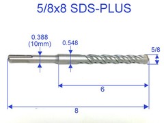 1 pc SDS Plus 5/8″x8″ or 5/8″x6″x8″ Concrete Masonry Hammer Drill Bit sct-888