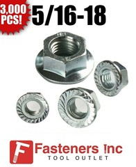 (Qty 3000) 5/16″-18 HEX FLANGE NUTS SERRATED – ZINC Plated “Whiz Nuts” Bulk Box