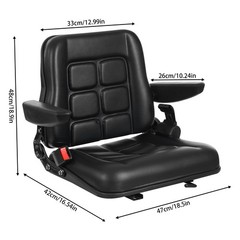 Adjustable Forklift Seat Seatbelt Armrests 220 lbs Capacity Reclining Backrest