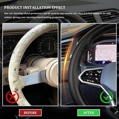 Steering Wheel Cover Lace Up, Stitch On Wrap, Breathabl Color: Full hole-Black