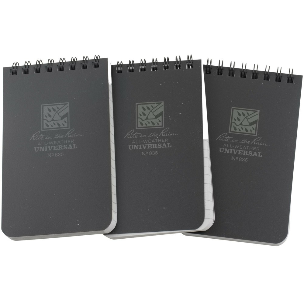 Rite in the Rain Top Spiral Notebook 3″ x 5″ Gray Polydura All Weather 3 Pack