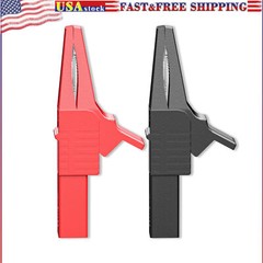 2PCS Heavy Duty Alligator Clips Insulated Crocodile Clips 4mm Banana Jack Socket