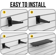 8 Pack Wooden Slatwall Shelf, 15.7 X 5.9 Inch Slatwall Shelves with Metal Bracke