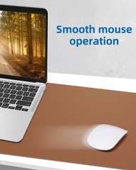 Brown Waterproof PU Leather Desk Pad Non Slip Mouse Pad 23.6 x 13 Inch