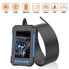 NEW Endoscope 4.3″ Monitor Dual Lens 1080P IP67 8mm Waterproof for Tubes & Car