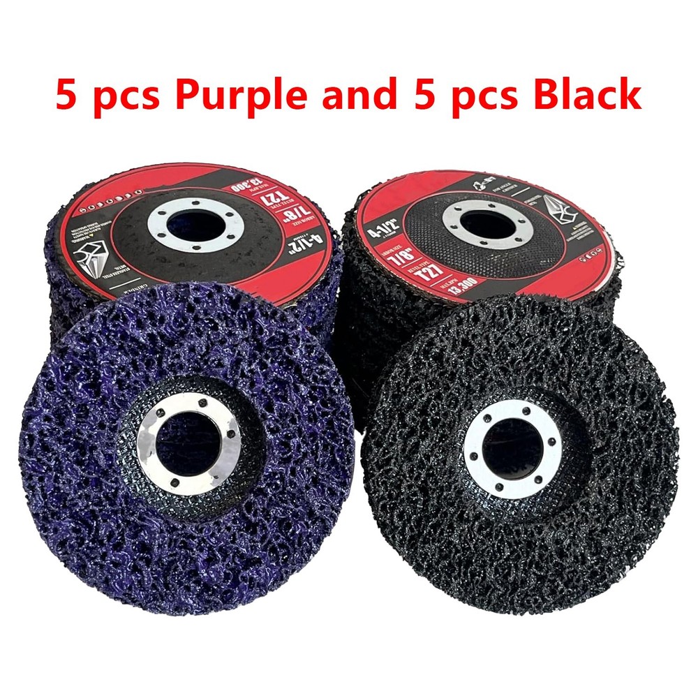 10 PCS 4.5″ x 7/8″ Black & Purple Poly Strip Discs, Rust Paint Oxidation Remover