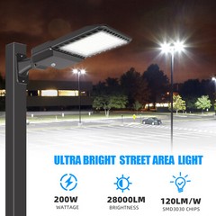 200W LED Parking Lot Shoebox Pole Light Outdoor Commercial Area Light AC100-277V