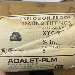 Adalet XYC2 Explosion Dust-Ignition Proof Sealing Fitting 1/2″Conduit LOT OF 2🔔