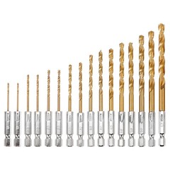 32pcs 1/4” Hex Shank Titanium Coated HSS Steel DRILL BIT Set Metal Wood Plastic