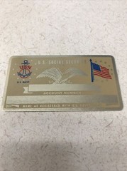 NEW Vintage SSN Social Security Card Metal USA Navy USN