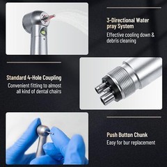 eLabPal 10Pcs Dental LED E-generator High Speed Handpiece Push Button 4H Turbine