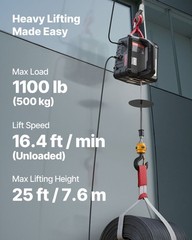 VEVOR 2-in-1 Electric Hoist Winch 1100 lbs Manual Wired Remote Control