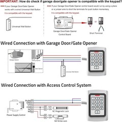 Wired Access Control Keypad Waterproof Keyless Entry System for Garage Door