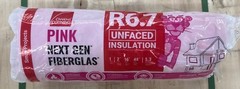 Owens Corning Pink EcoTouch Insulation R6.7 Roll 2” Thick 16” W 5.3 sq ft