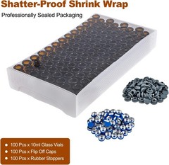 100x 10ml Glass Vials Amber Glass Headspace Vials Plastic-Aluminum Flip Off Caps
