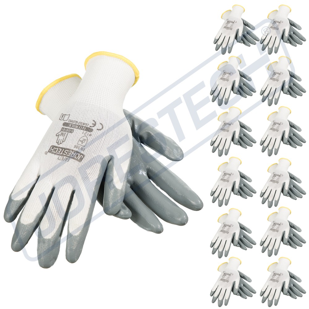 Grey Nitrile Dipped Poly Work Gloves ( 12 Pairs ) 1 Dozen JORESTECH