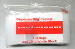 100 3×5 White Block Bags 2mil Reloc Zippit Poly Writeable Poly Bags 3″ x 5″