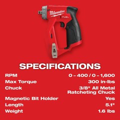 Milwaukee 2505-80 M12 FUEL 12V 4-in-1 Install Drill/Driver -Bare Tool – Recon