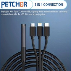 7.9mm Endoscope Camera with Light, 3 in 1 USB, Waterproof IP67, 6 LED Lights