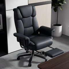 Big and Tall Office Chair 400LBS Reclining Executive Chair with Footrest Black