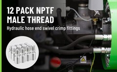 12Pack 1/2″ I.D. Hose x 1/2″ NPTF Male Hydraulic Hose End Crimp Fittings w/Cover