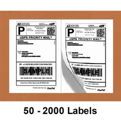 50 – 2000 Half Sheet Blank Shipping Labels 8.5×5.5 Self Adhesive 2 Per Sheet