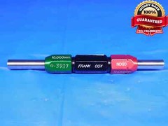 10.000 & 10.022 CLASS X METRIC PIN PLUG GAGE GO NO GO ONSIZE 10 mm .3946 10.00
