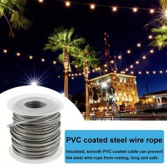 15/30m Stainless Steel PVC Coated Cable Rope Kit Heavy Duty Garden Fence Wire