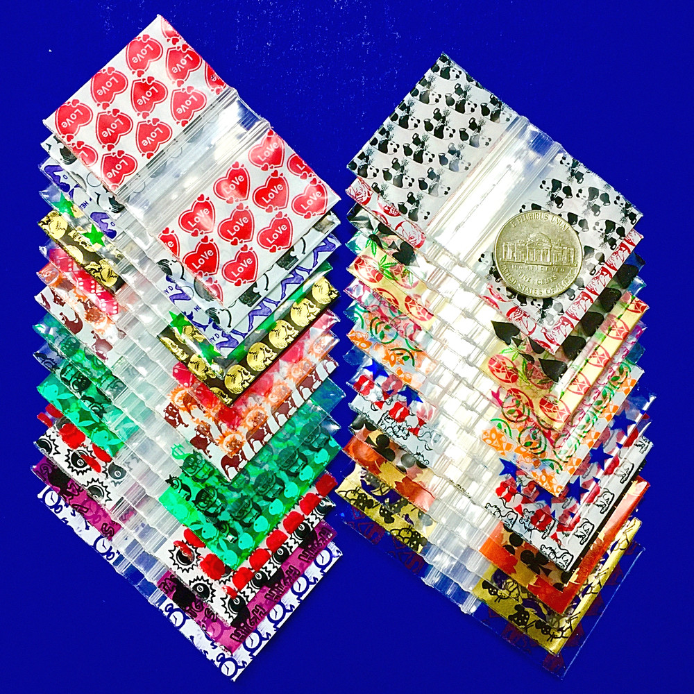 2 MIL 1510 BAGGIES ZIP DESIGN BAGS 1000PCS 1.5″ X 1″ CHOOSE DESIGN, READ DETAILS