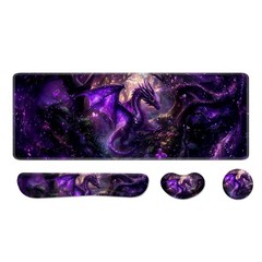 Desk Pad and Keyboard Wrist Rest, Large Mouse 31.5 x 11.8 inches, Dragon