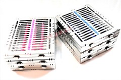 6 GERMAN DENTAL AUTOCLAVE STERILIZATION CASSETTE TRAY INSTRUMENT 8.25X7.25X1.25″