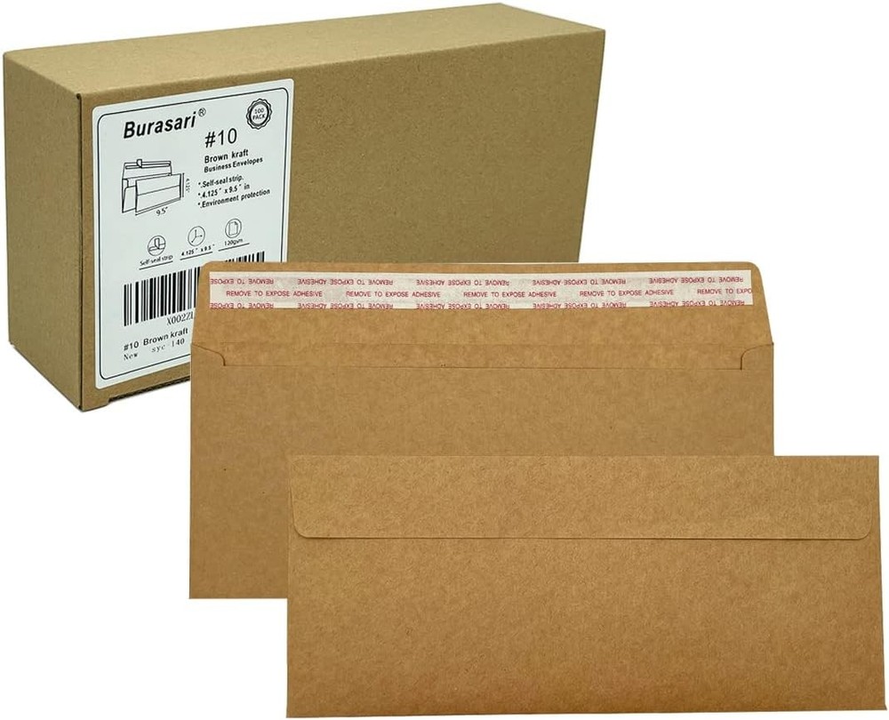 80Qty#10 Brown Kraft Business envelopes 4.125 x 9.5 inches, brown