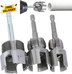 3 Pcs PVC Pipe Threader Kit Integrated Internal & External Pipe Thread Cutting T