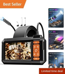 1920P HD Borescope Inspection Camera with 8 Adjustable LEDs for Clear Viewing