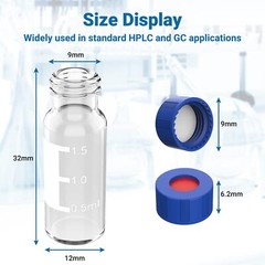 1000Pack 2ml Autosampler Vials+4/10ml Clear Glass Vials+Amber Dropper Bottles US