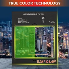 Panoramic 180° View True Color Auto Darkening Welding Helmet with 4 Arc Sensors