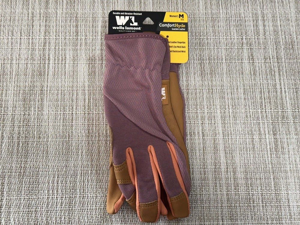 Wells Lamont Women’s Leather Work Gloves, ComfortHyde Medium, Purple