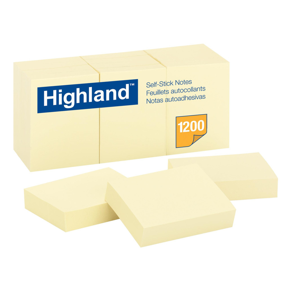 3M Highland Sticky Notes: 1-1/2 in. x 2 in. (Yellow) *100-sheets per pad / 12-pa