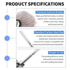 180 Grits Nylon Wheel Brush Abrasive Grinding Head 6mm 1/4 Inch Shank Polish